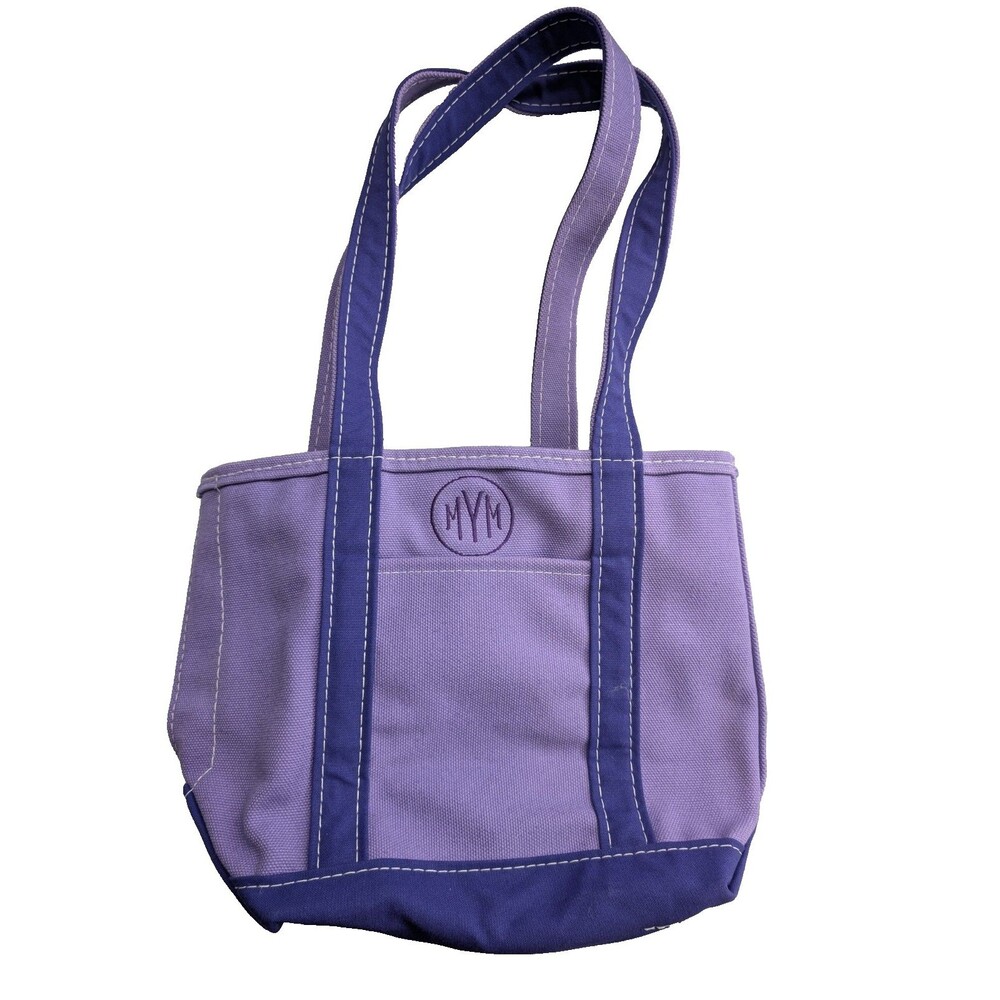 L.L.Bean Boat and Tote Small Zip Top Long Handle Lavender Purple Custom MWM USA